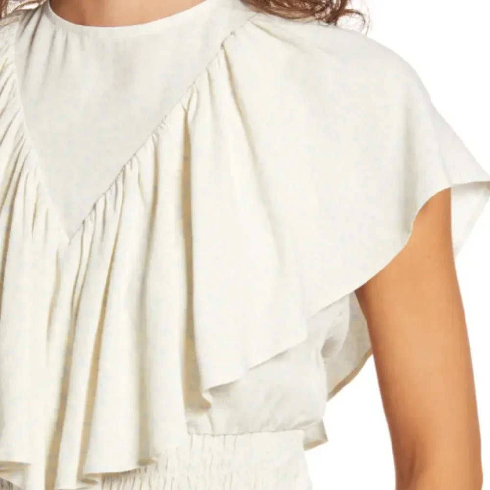 Cropped Printed Ruffle top - Picture 3 of 5